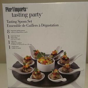 Pier 1 White Stoneware and Black Slate Tasting Spoon Set